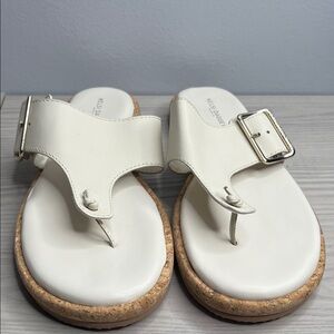 Kelsi Dagger Leather Buckle Thong Sandals - Salt - Size 11